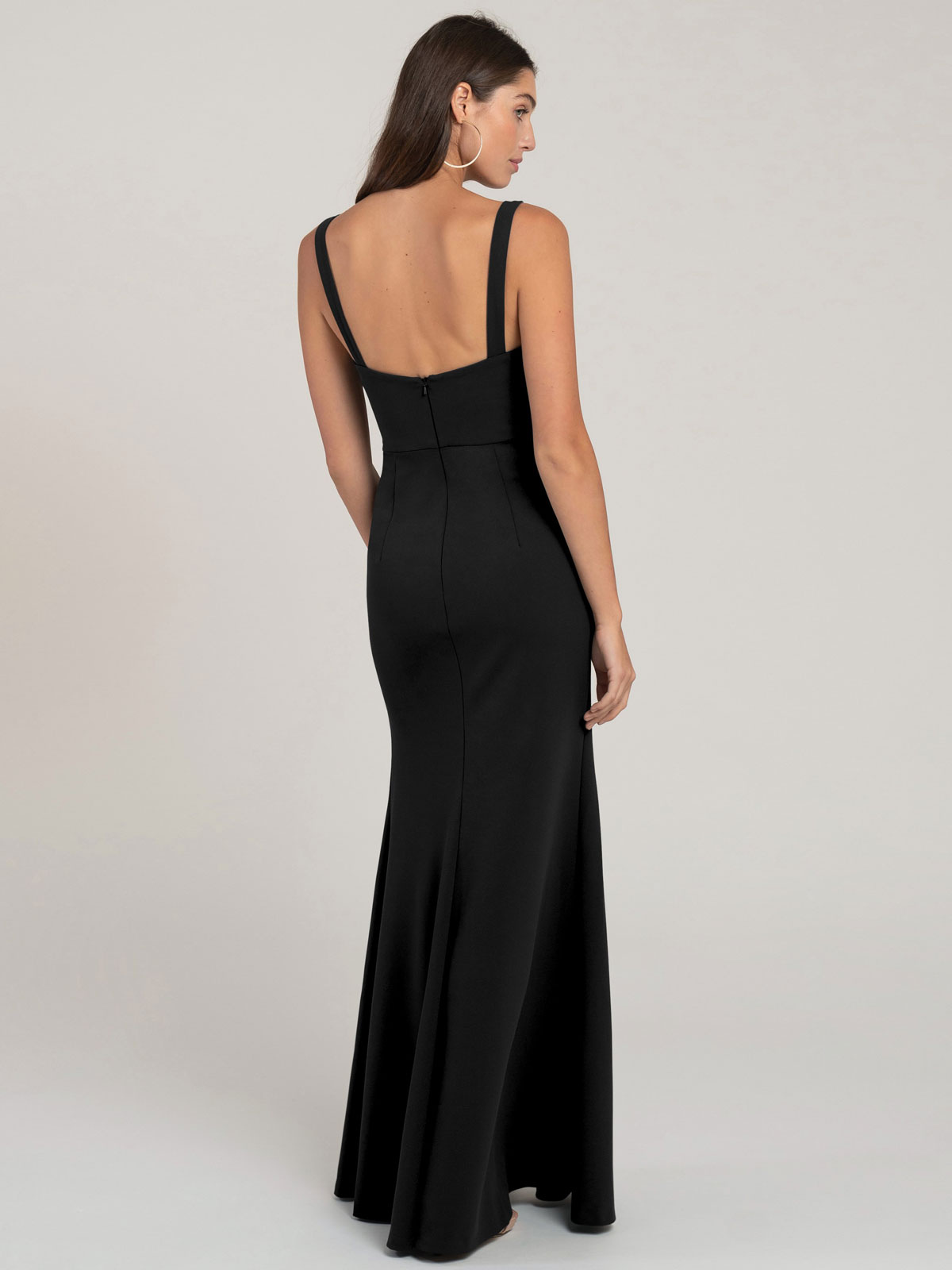 Black Evening Dress Sheath Square Neck Floor-Length Sleeveless Zipper ...