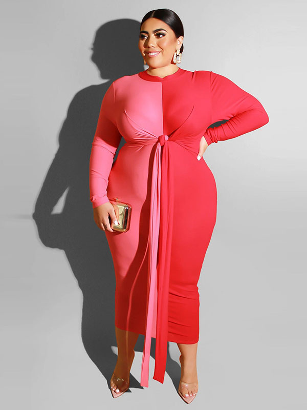Plus Size Bodycon Maxi Dress Red Jewel 