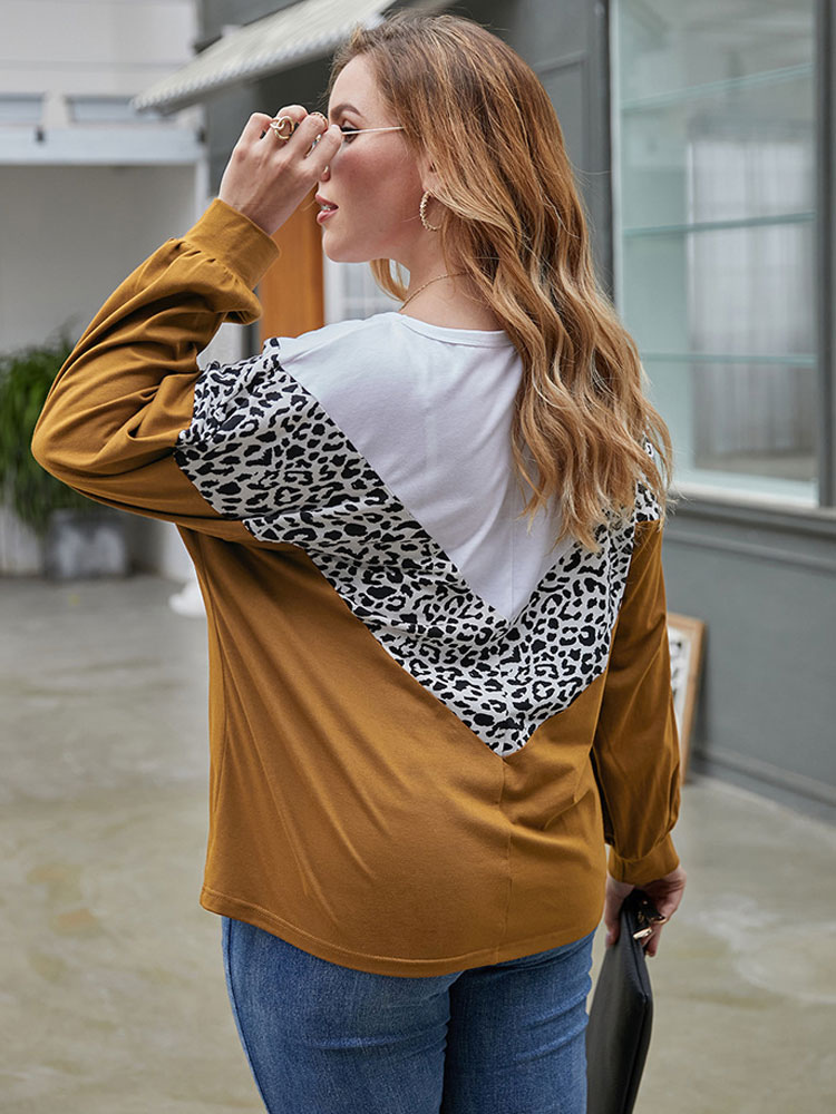 Haut Femme Cato Grande Taille 22/24 - Imprimé Léopard - Manches 3/4 - Occasion