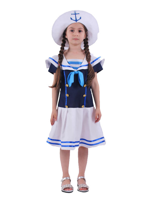 Disfraz para niños Azul marino Cosplay Blanco Vestido azul Sombrero  Conjunto de 2 piezas Disfraz de Halloween Conjunto completo -  