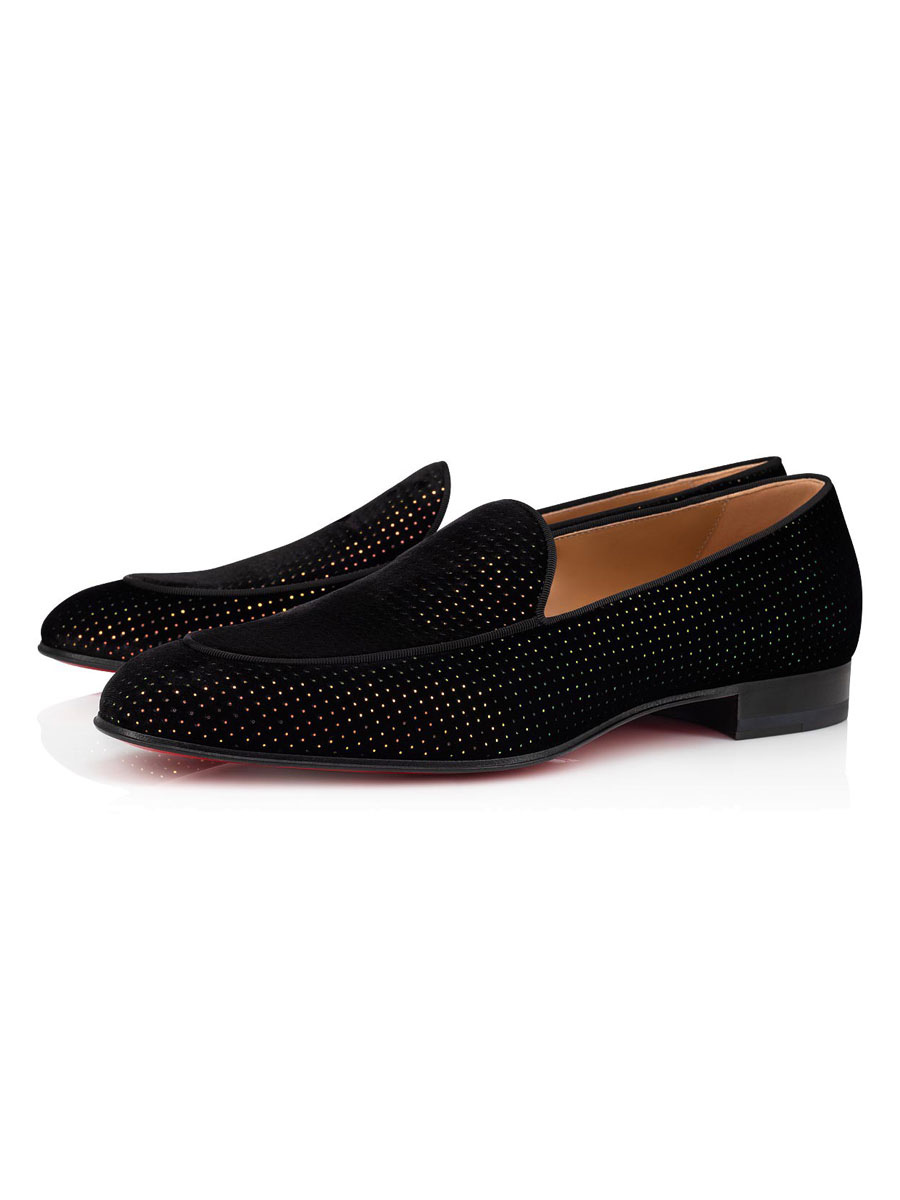 Chaussures Chaussures homme | Mocassins habillés en daim noir pour hommes Chaussures à enfiler avec strass - WF48555