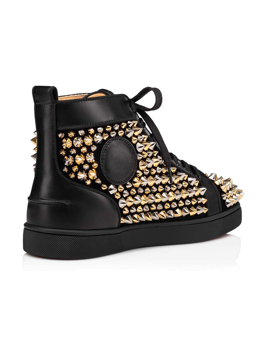 Men's Lace Up High Top Sneakers With Gold Spikes - Milanoo.com