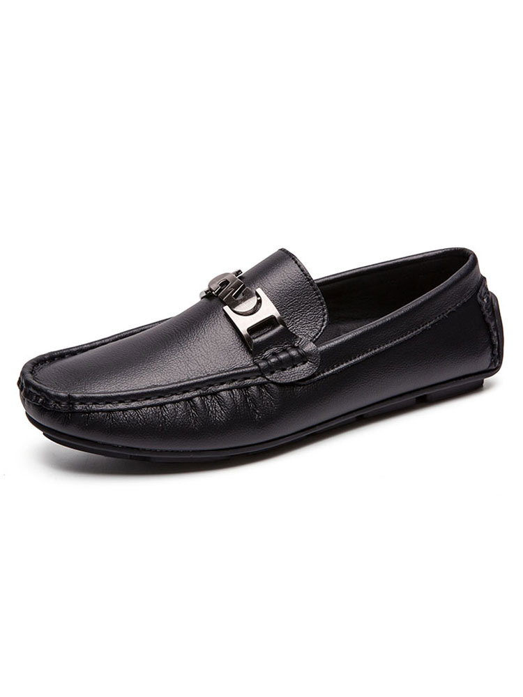 Zapatos de hombre | Hombres Loafer Zapatos Moda Cuero de vaca Detalles de metal Slip-On Casual Tops Low-Tops zapatos planos - OK76816