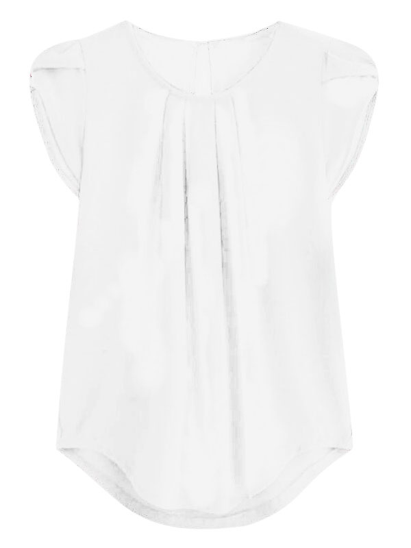 Mode Femme Tops | T-shirt Femme Court à Col V avec Manches Courtes Volantes en Plis Unicolore Tee Shirt Sexy Eté - GR40503
