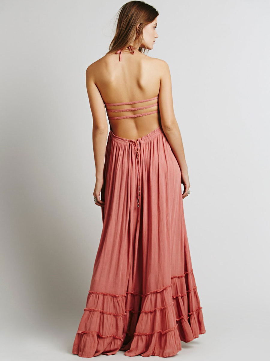 White Maxi Dresses Sleeveless Straps Neck Polyester Floor Length Dress - Milanoo.com