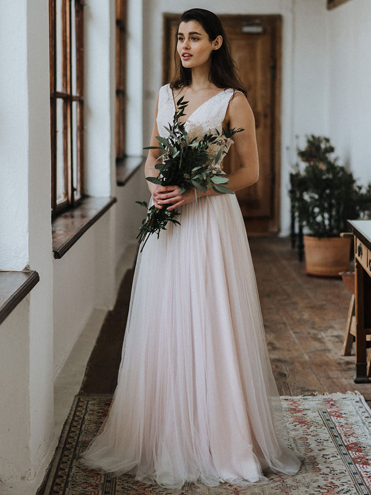 Wedding & Events Wedding Dresses | Simple Causal Wedding Dress Backless Bridal Gowns Chiffon V-Neck A-Line Bridal Dresses - HJ56