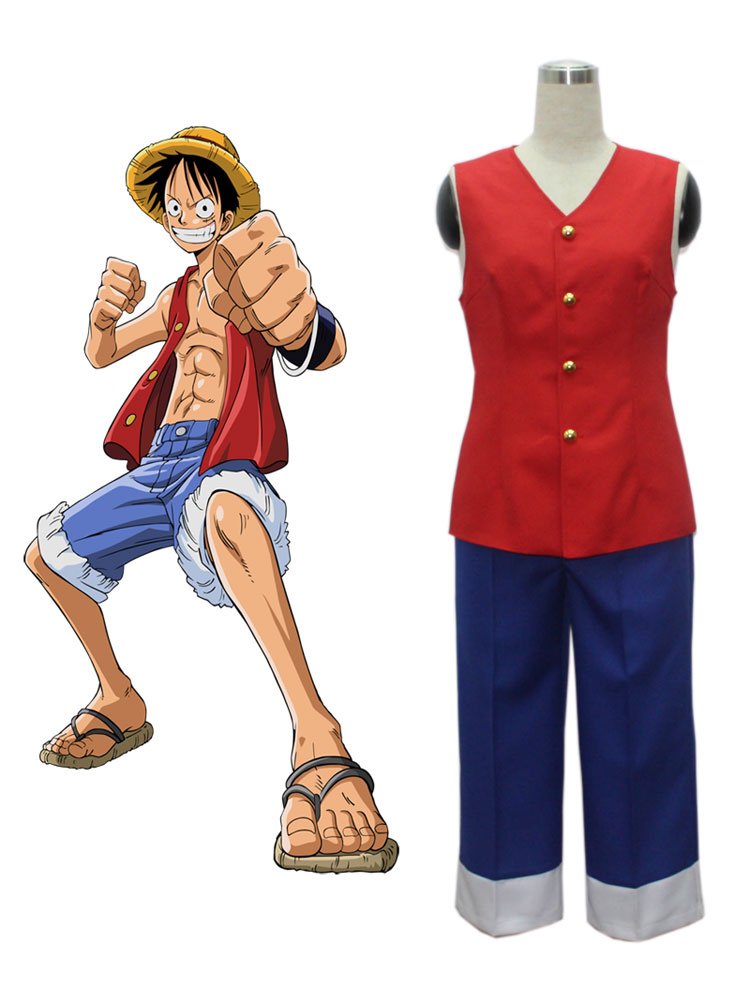 Anime One Piece Monkey D. Luffy Caçador Pirata Roupas Cosplay Halloween  Quimono Vermelho Uniforme Trincheira