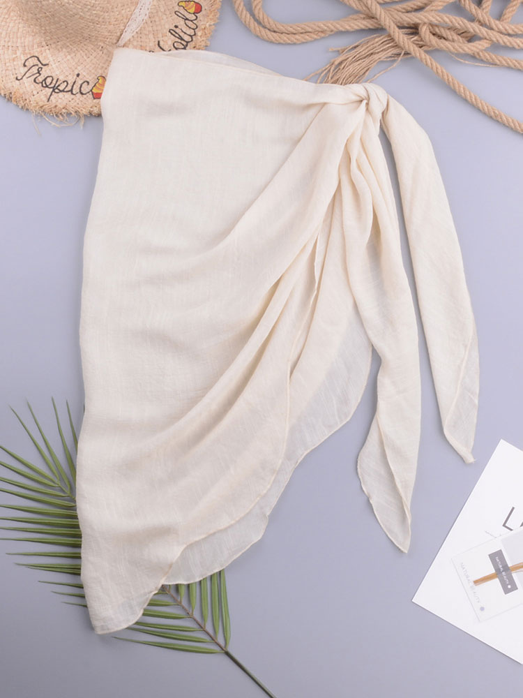 Mode Femme Maillot de Bain Femmes | Femmes Cover Ups Blanc Noué Stretch Polyester Casual Short Summer Beach Maillots De Bain - AC28638