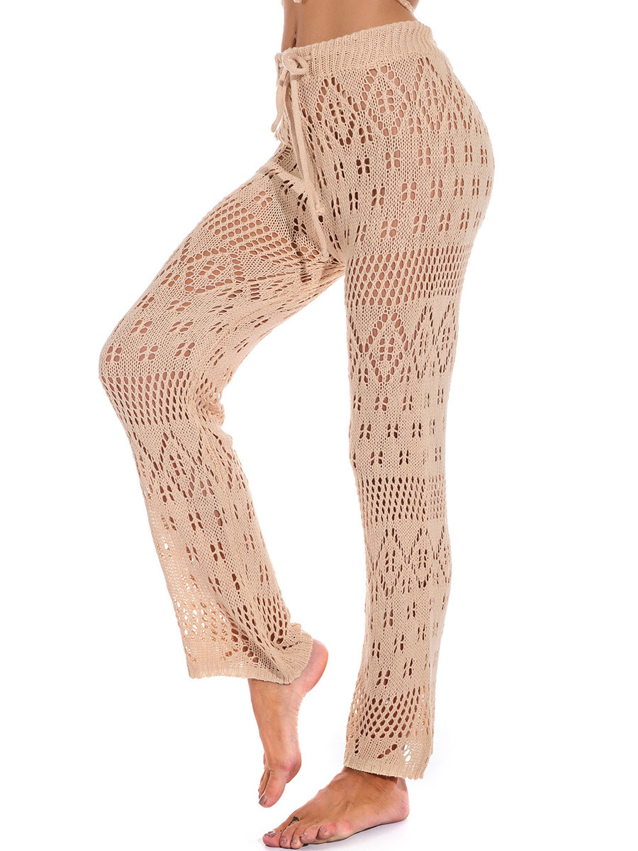 Mode Femme Maillot de Bain Femmes | Femmes Cover Ups Light Apricot Cut Out Stretch Cotton Summer Pantalons longs - KQ67158