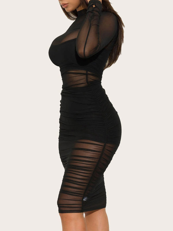 Moda Mujer Vestidos | Vestido de verano con cuello joya Long Beach Vestido ajustado negro - CL23995