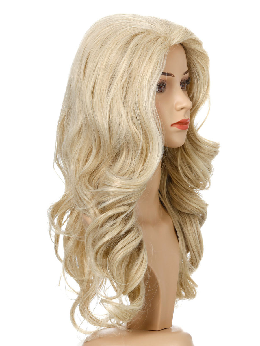 Women's Clothing Accessories | Women Long Wig Light Gold Full-Volume Curls Heat-Resistant Fiber Chic Tousled Long Synthetic Wigs