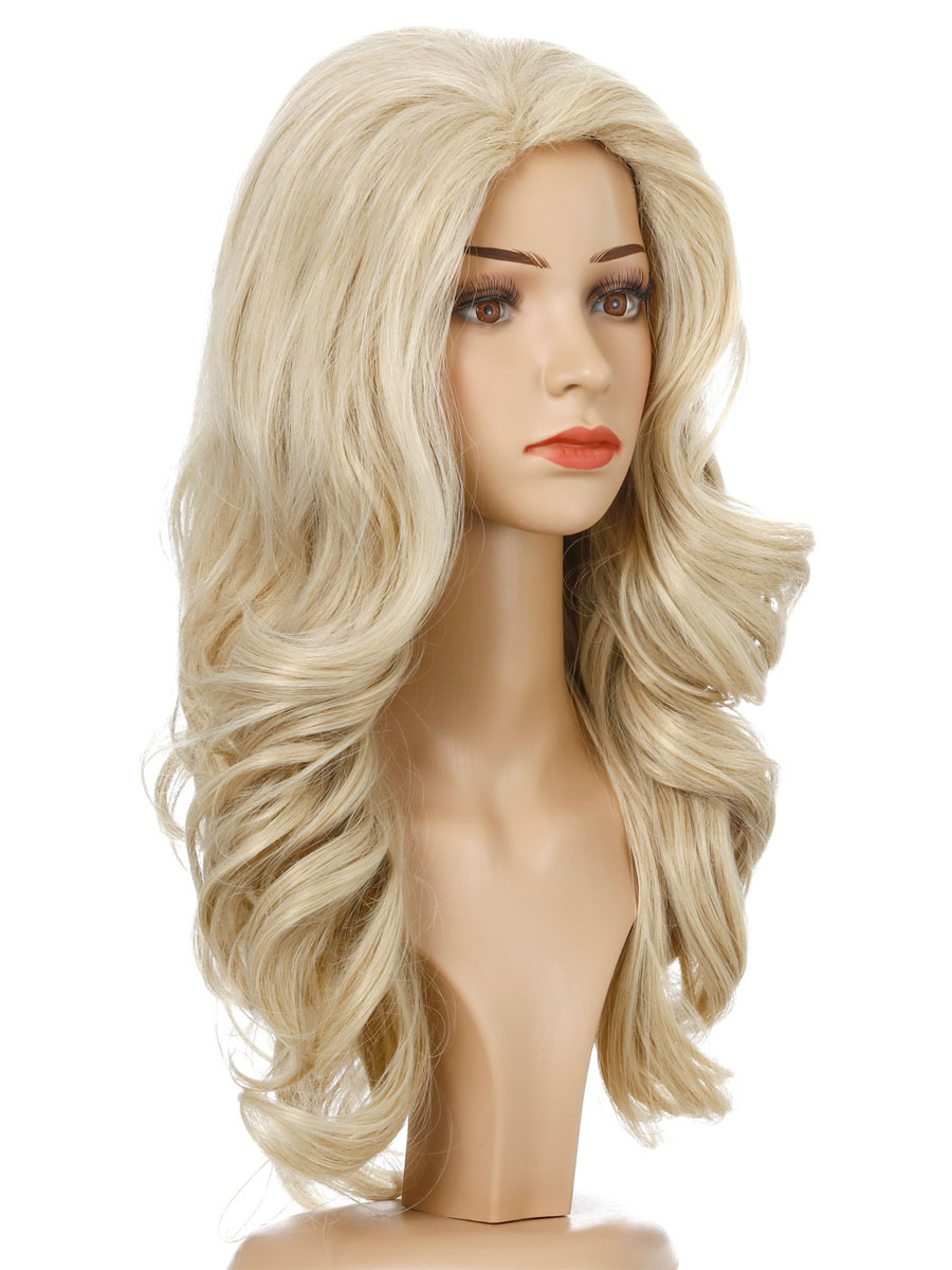 Women's Clothing Accessories | Women Long Wig Light Gold Full-Volume Curls Heat-Resistant Fiber Chic Tousled Long Synthetic Wigs