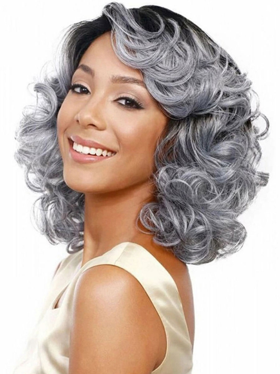 Women's Clothing Accessories | Synthetic Wigs Grey Side Parting Heat-resistant Fiber Tousled Short Women's Short Wig For Women -