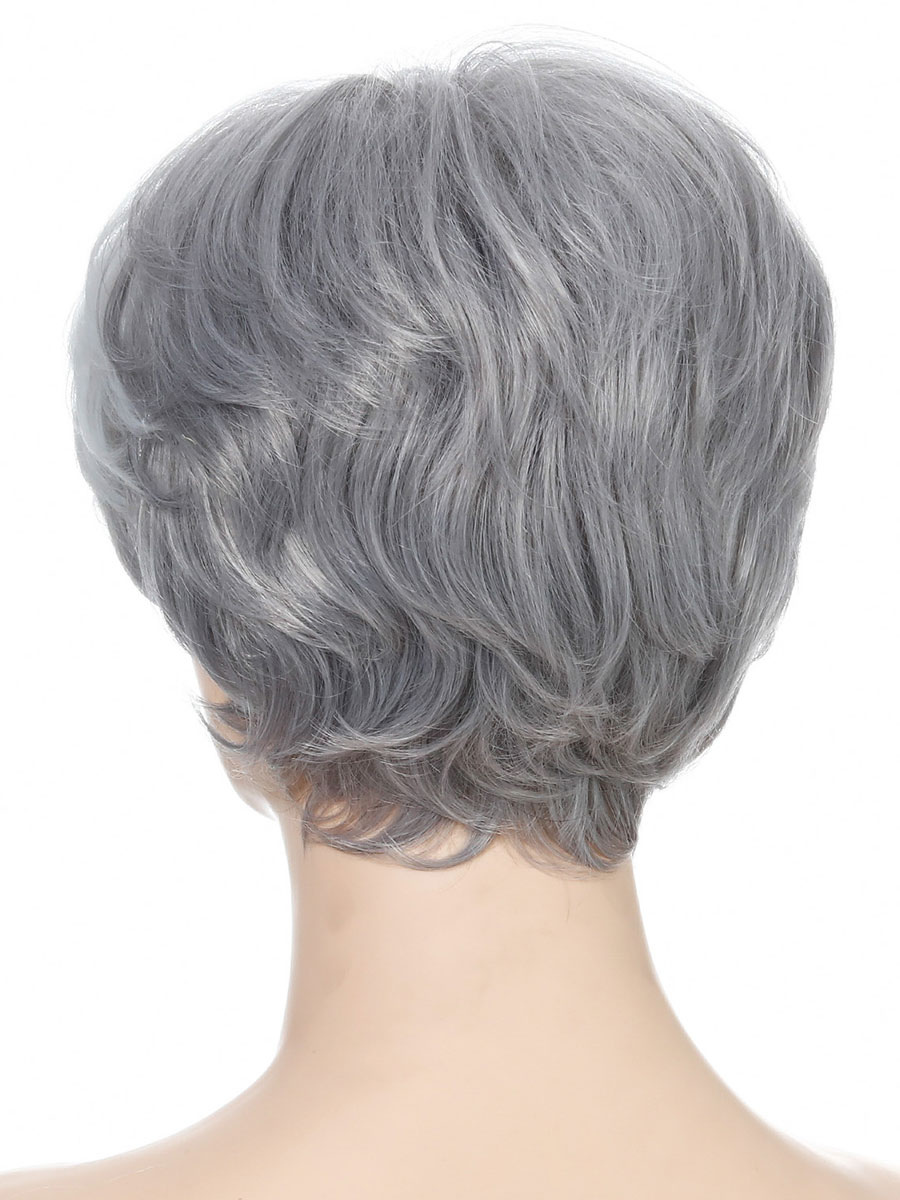 Women's Clothing Accessories | Synthetic Wigs Silver Side Parting Heat-resistant Fiber Tousled Short Women's Short Wig For Women