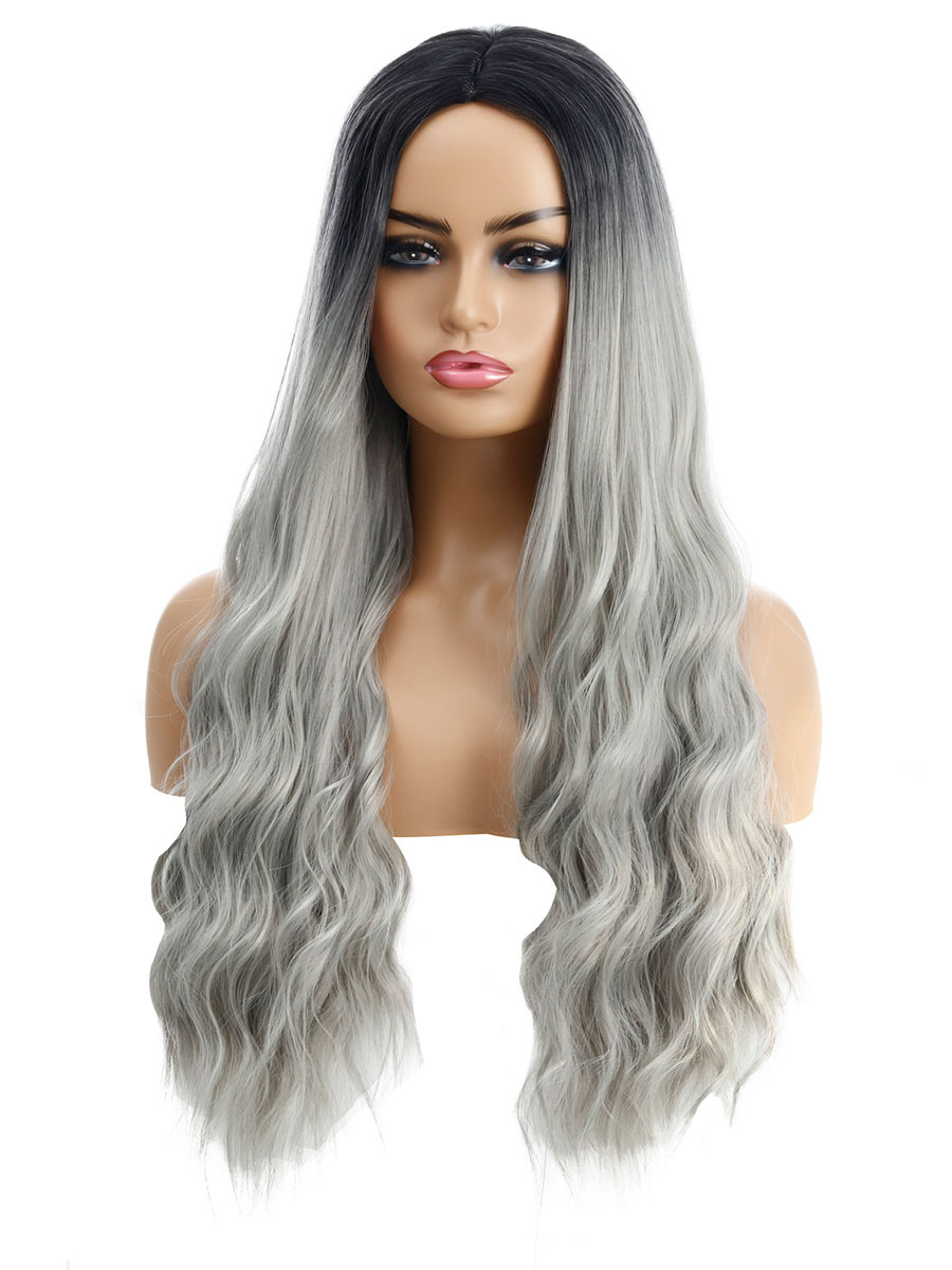 Women's Clothing Accessories | Women Long Wig Silver Curly Heat-Resistant Fiber Chic Tousled Long Synthetic Wigs - EN06575