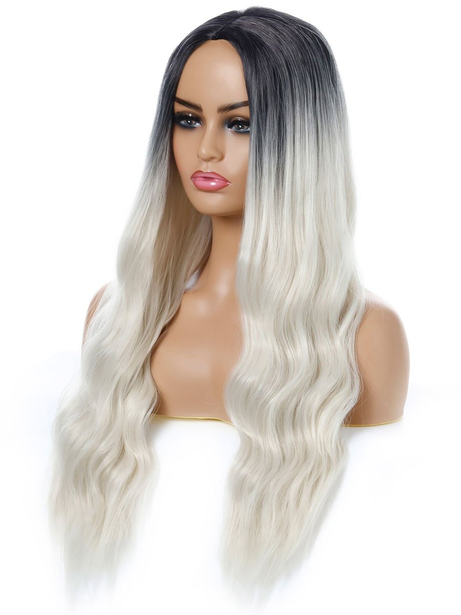 Women's Clothing Accessories | Women Long Wig Silver Curly Heat-Resistant Fiber Chic Tousled Long Synthetic Wigs - EN06575