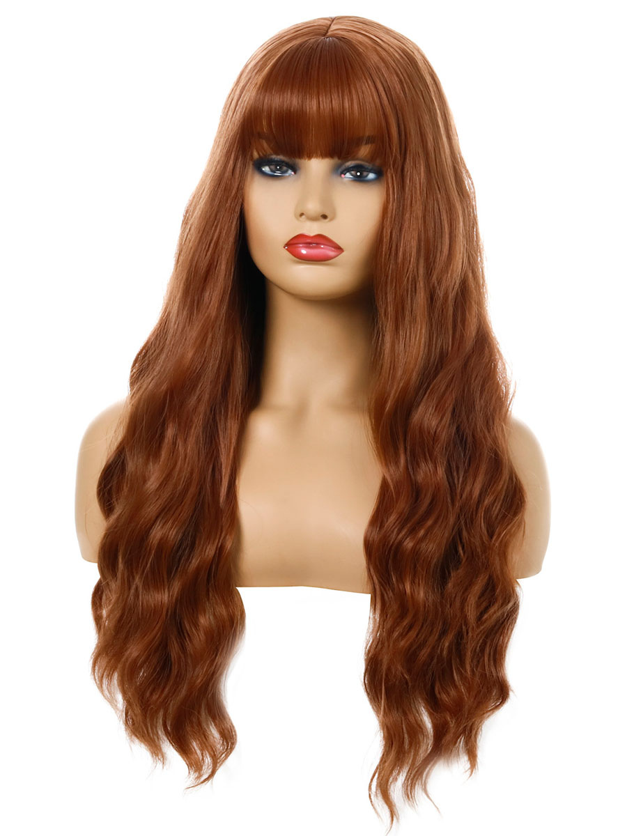 Women's Clothing Accessories | Women Long Wig Burgundy Centre Parting Heat-Resistant Fiber Chic Tousled Long Synthetic Wigs - CD