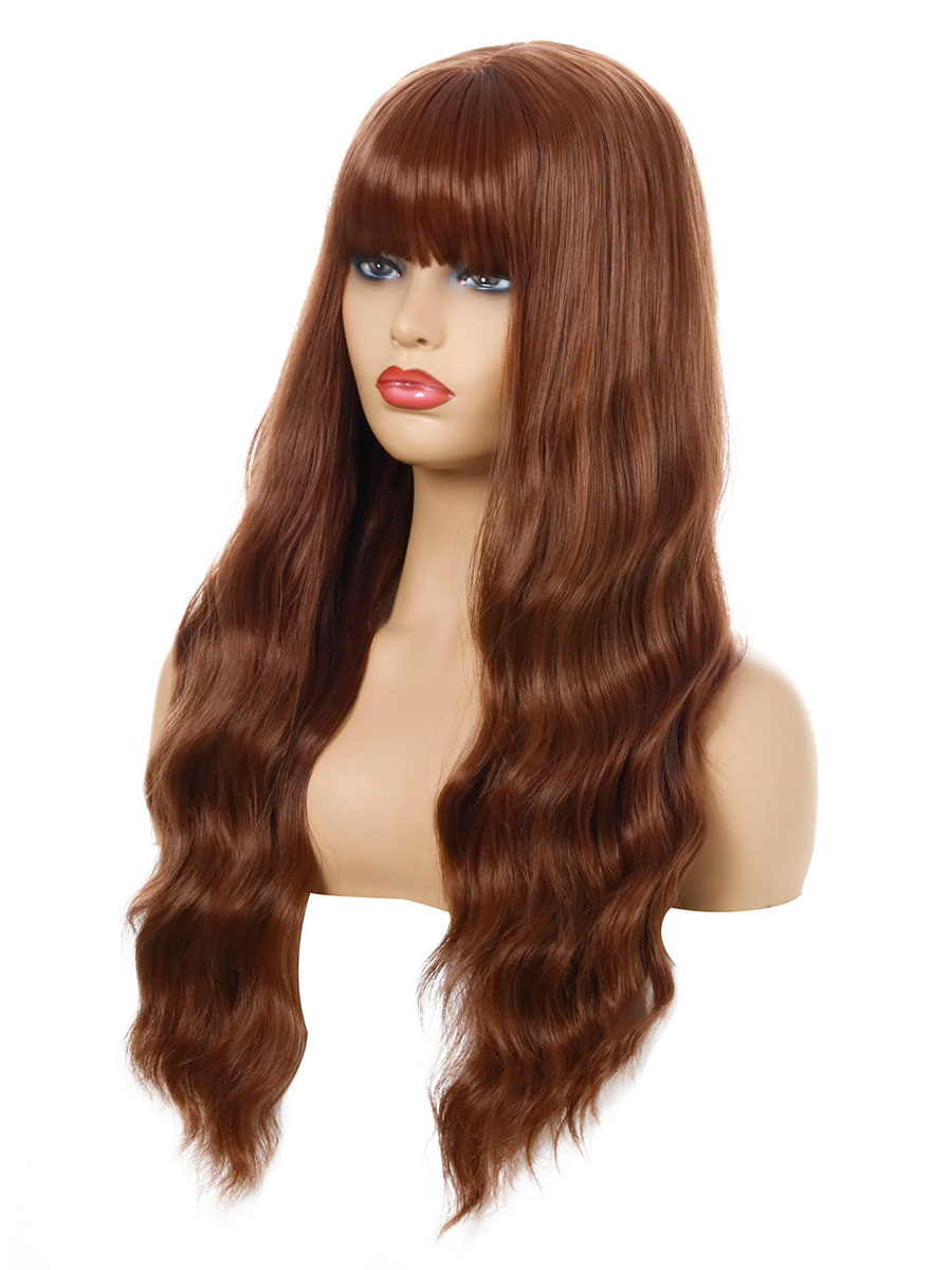 Women's Clothing Accessories | Women Long Wig Burgundy Centre Parting Heat-Resistant Fiber Chic Tousled Long Synthetic Wigs - CD