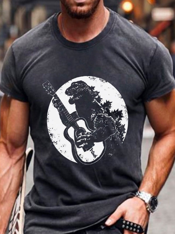 Men's Clothing T-Shirts & Tanks | T-shirts Chic Jewel Neck Printed Short Sleeves - IY76068