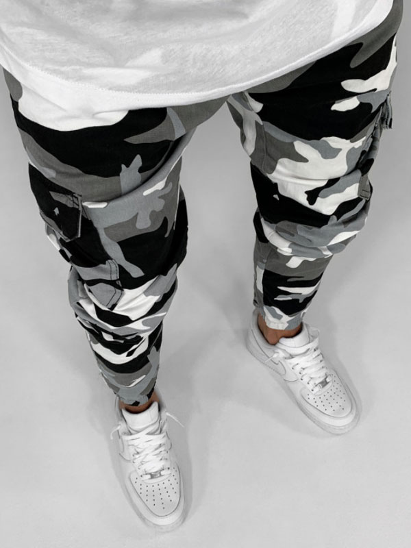 Pantalones para hombre Pantalones negros ajustados de camuflaje casual para  hombre - Milanoo.com