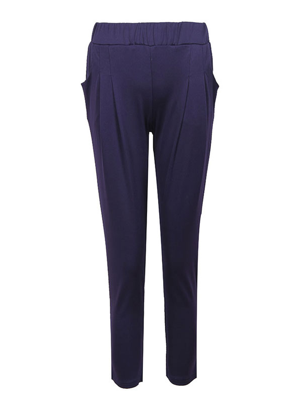 Plus Size Trousers For Women Deep Blue Oversized Polyester Casual Pants ...