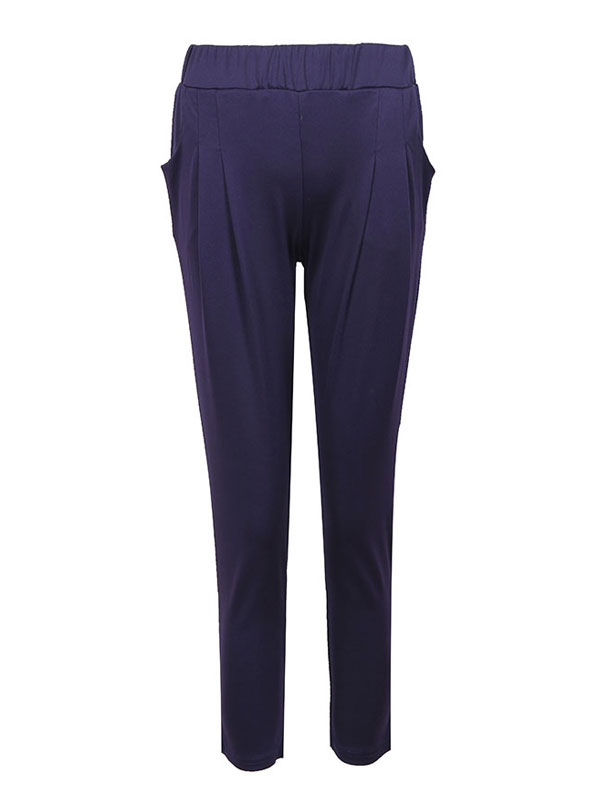 Plus Size Trousers For Women Deep Blue Oversized Polyester Casual Pants