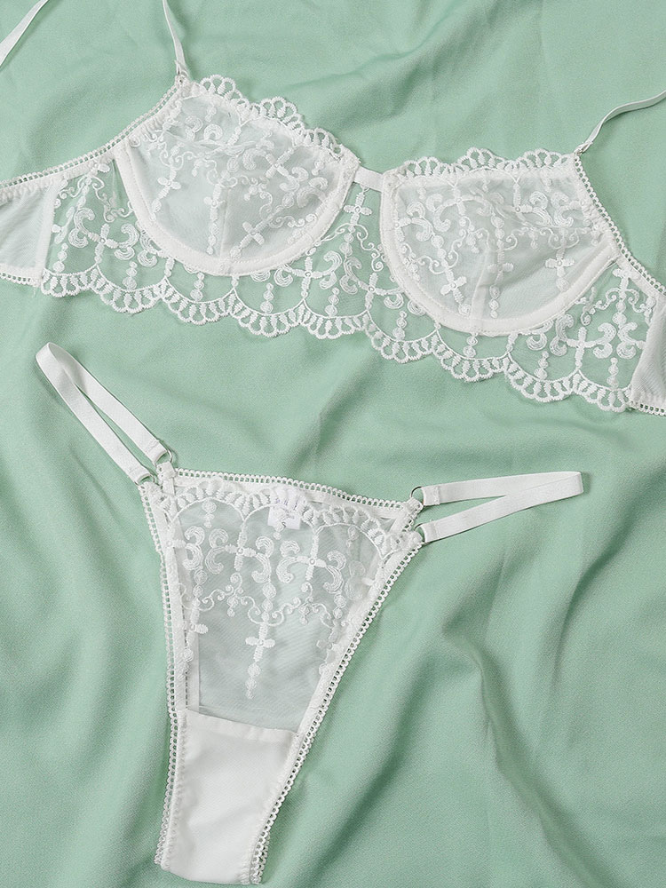 Lingerie Bras & Panties | Lingerie Bra For Woman White Lace Polyester 2-Piece Sexy Lingerie Outfit - XL71324