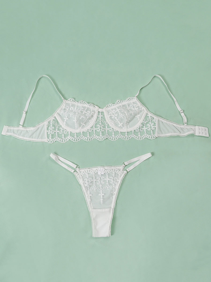 Lingerie Bras & Panties | Lingerie Bra For Woman White Lace Polyester 2-Piece Sexy Lingerie Outfit - XL71324