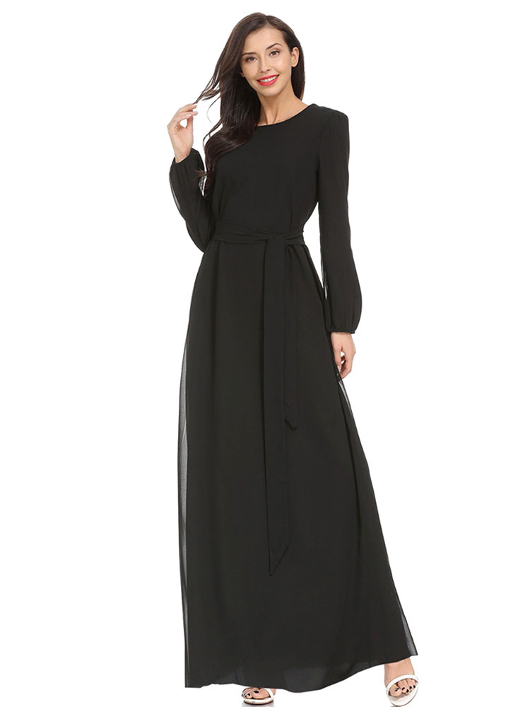 OCCOKO Abito Lungo in Chiffon Estivo da Donna a Maniche Corte