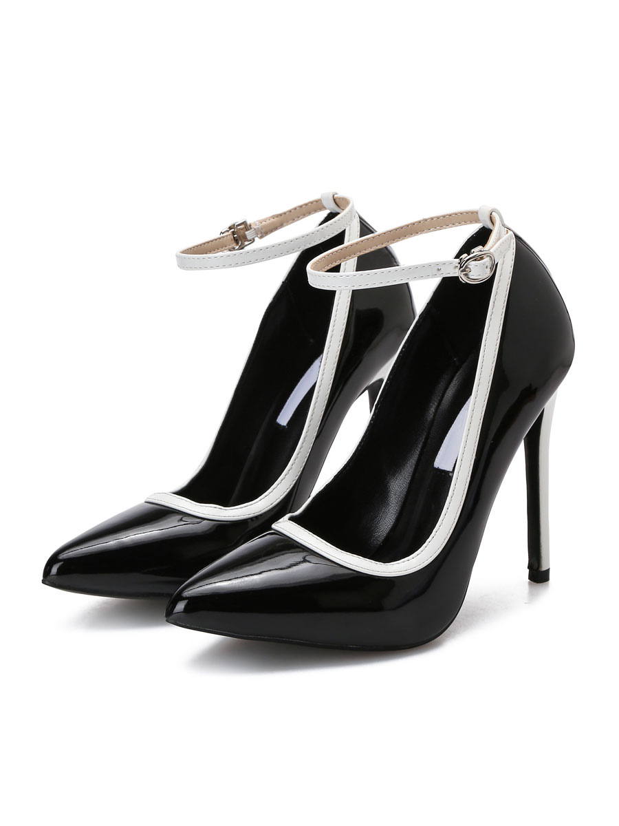 Zapatos de Mujer | Mujer Tacones altos Correa de tobillo Punta puntiaguda Tacón de aguja Tacones negros con correa de tobillo - IR73645
