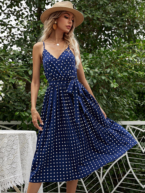 blue polka dot summer dress