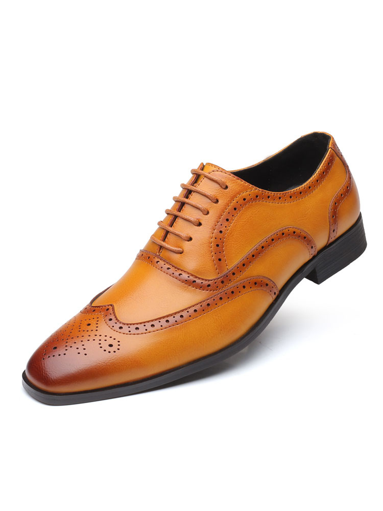 Zapatos de hombre | Zapatos de vestir para hombre, elegantes, puntiagudos, con correa de cuero de PU ajustable - WY26650