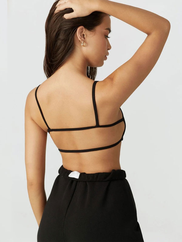 Women's Clothing Tops | Sexy Top For Women Straps Neck Spaghetti Straps Sleeveless Cut Out Polyester Black Summer Tops - IM25489