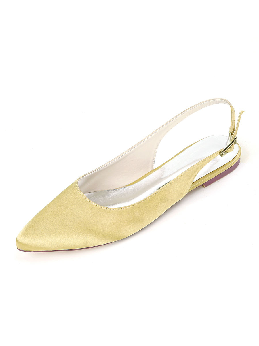 Shoes Occasion Shoes | Women's Satin Slingback Bridal Flats - ZF53294