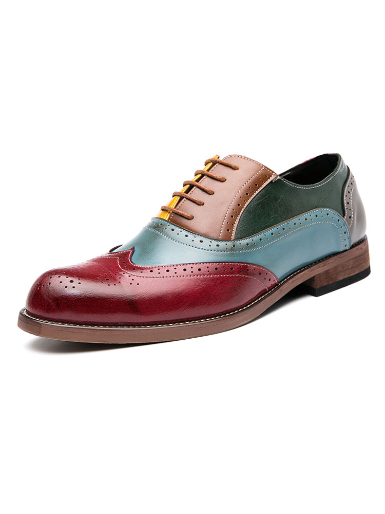 Zapatos de hombre | Zapatos de hombre Moda con punta redonda Correa ajustable de cuero de PU Oxfords Brogues Zapatos Zapatos con punta de ala - DT94523