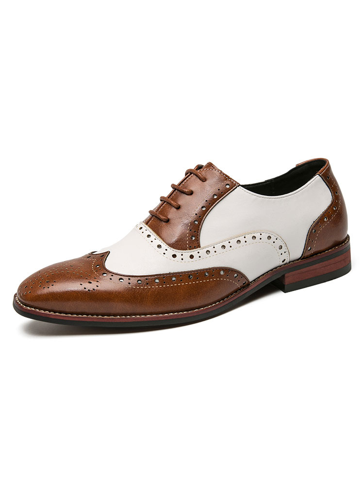 Zapatos de hombre | Zapatos Oxfords para hombre, modernos, con punta redonda, correa ajustable, de cuero de PU, con punta de ala, zapatos Brogues - GU58975