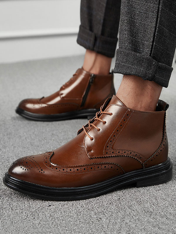 Shoes Men's Shoes | Boots for Men Fashion Round Toe PU Leather - TY89869