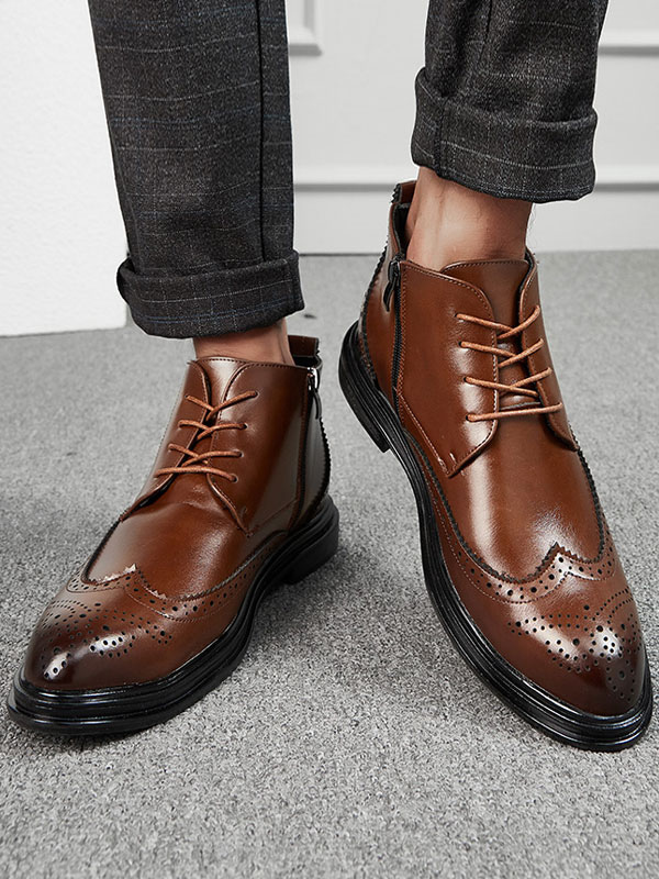 Shoes Men's Shoes | Boots for Men Fashion Round Toe PU Leather - TY89869