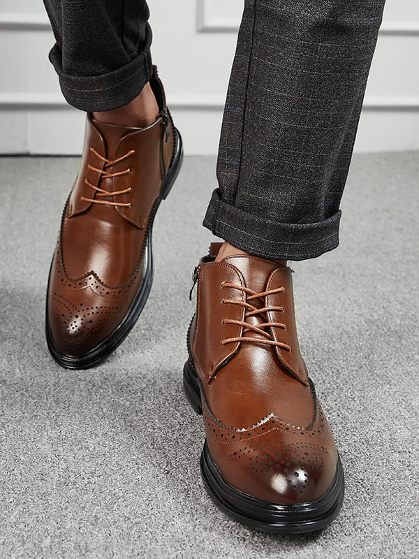 Shoes Men's Shoes | Boots for Men Fashion Round Toe PU Leather - TY89869