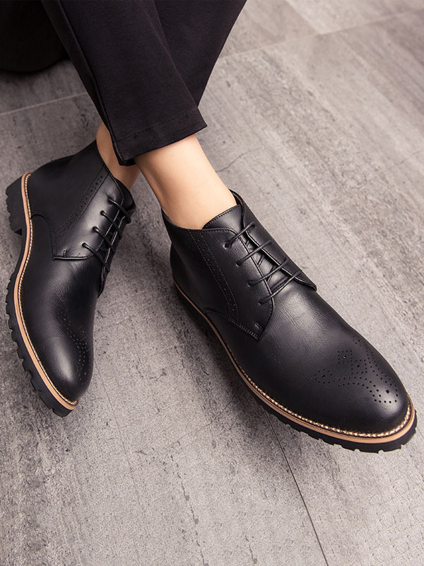 Shoes Men's Shoes | Man's Boots Fashion Round Toe PU Leather - WT51878