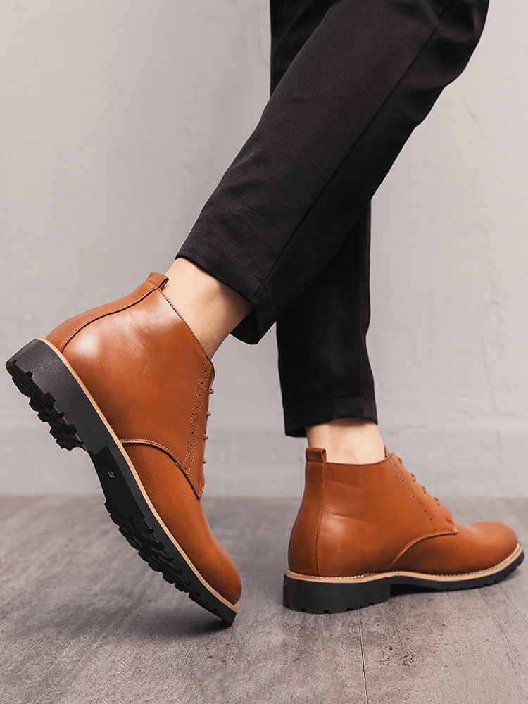 Shoes Men's Shoes | Man's Boots Fashion Round Toe PU Leather - WT51878