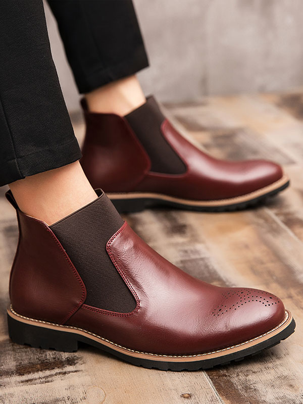 Shoes Men's Shoes | Men's Boots Amazing Round Toe PU Leather - XJ77459