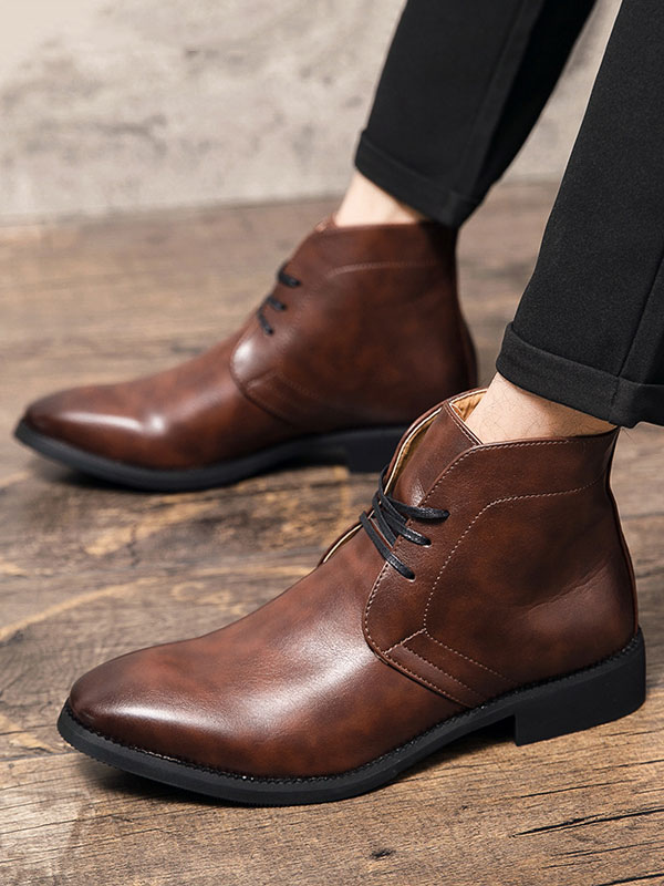 Shoes Men's Shoes | Boots for Man Comfortable PU Leather Round Toe - WB37058