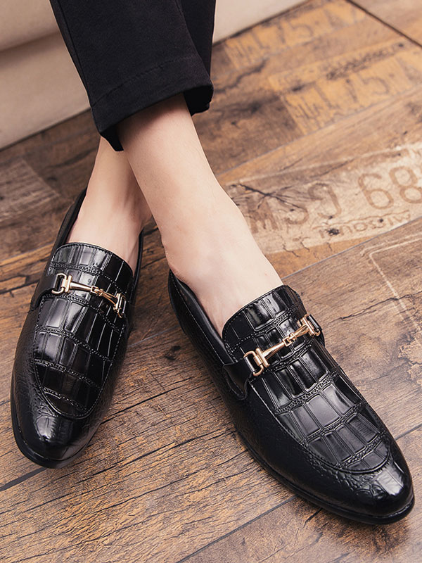 Shoes Men's Shoes | Wedding Dress Shoes For Men Modern Round Toe Monk Strap Slip-On Black PU Leather Shoes - YY98398