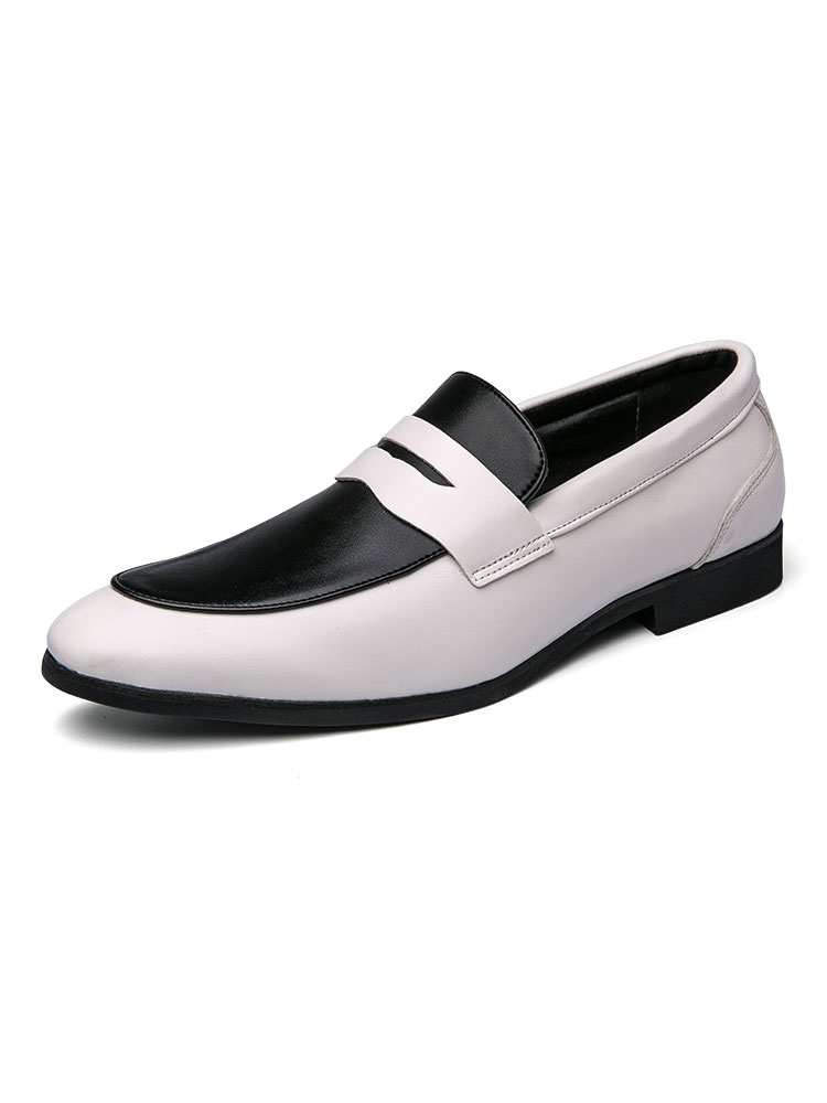 Zapatos de hombre | Zapatos de vestir para hombre Fantásticos zapatos de cuero de PU negros sin cordones con punta redonda - QN42660
