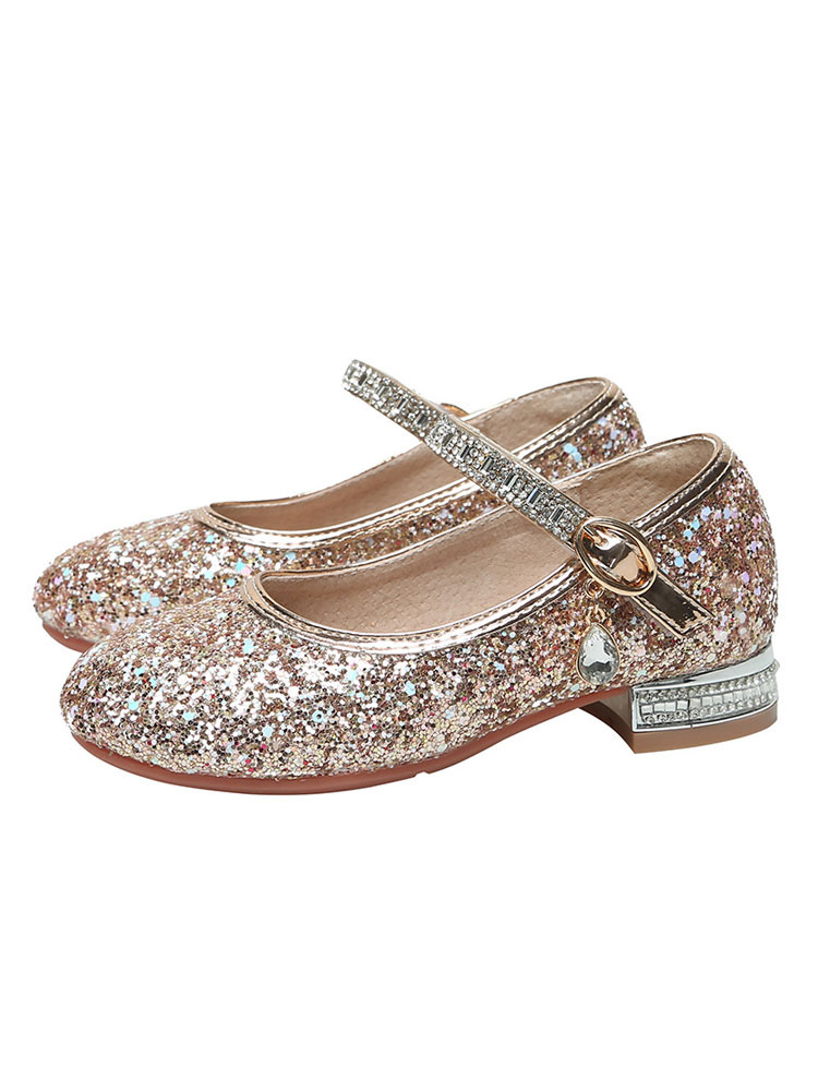 Shoes Occasion Shoes | Girls Glitter Mary Jane Flat Flower Girl Shoes - XV20212