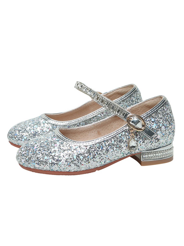 Shoes Occasion Shoes | Girls Glitter Mary Jane Flat Flower Girl Shoes - XV20212