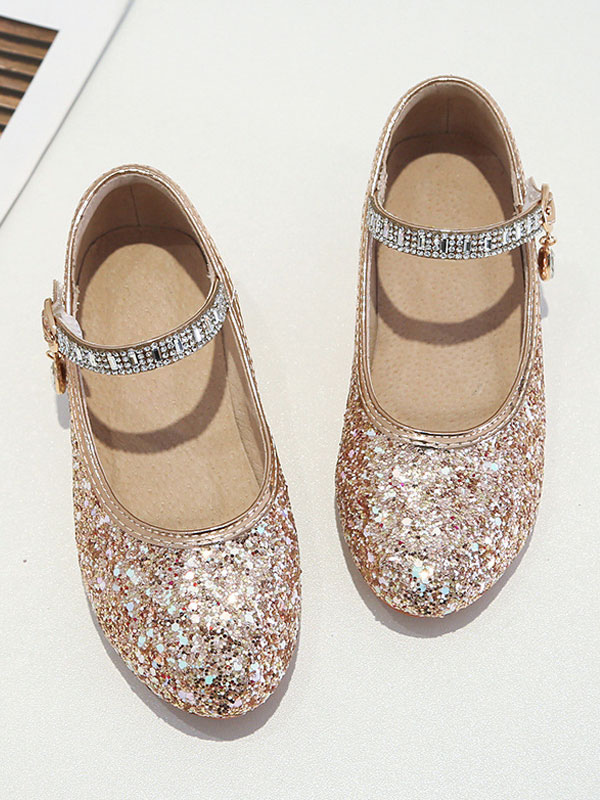 Shoes Occasion Shoes | Girls Glitter Mary Jane Flat Flower Girl Shoes - XV20212