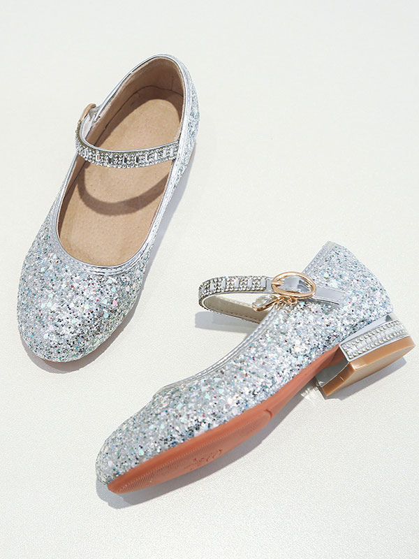 Shoes Occasion Shoes | Girls Glitter Mary Jane Flat Flower Girl Shoes - XV20212