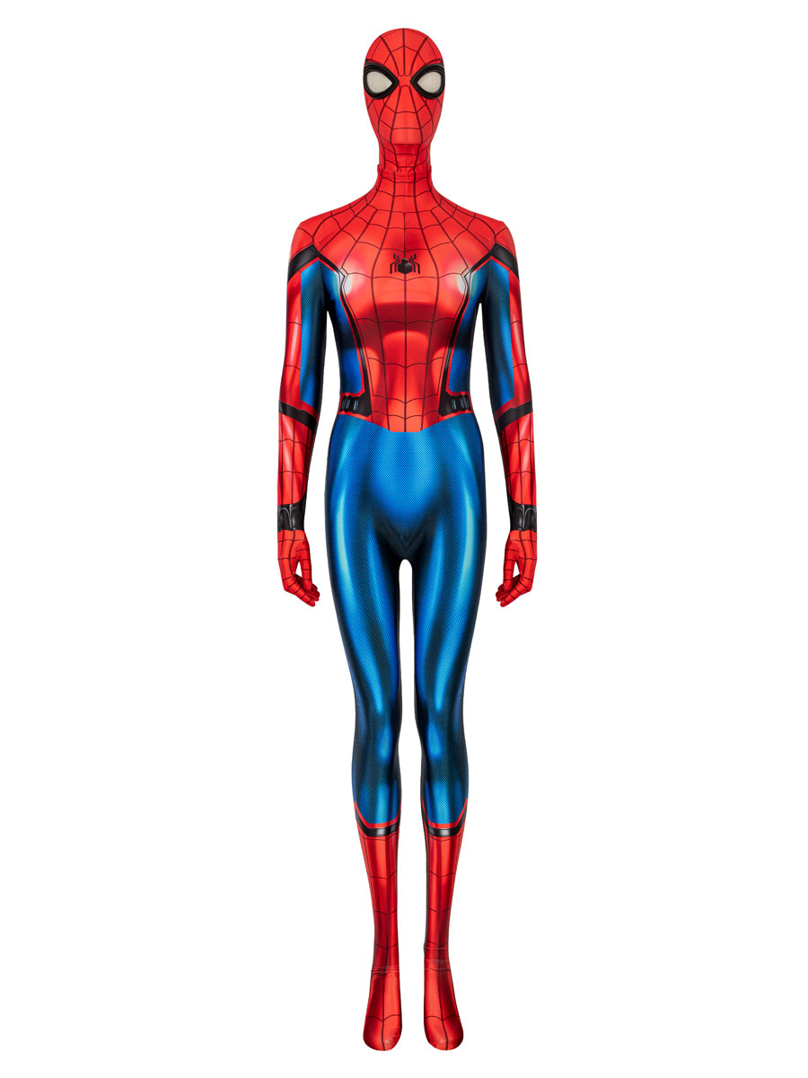 Disfraz de Cosplay de Spider Man Far From Home rojo de cuerpo completo  Zentai Lycra Spandex Marvel 